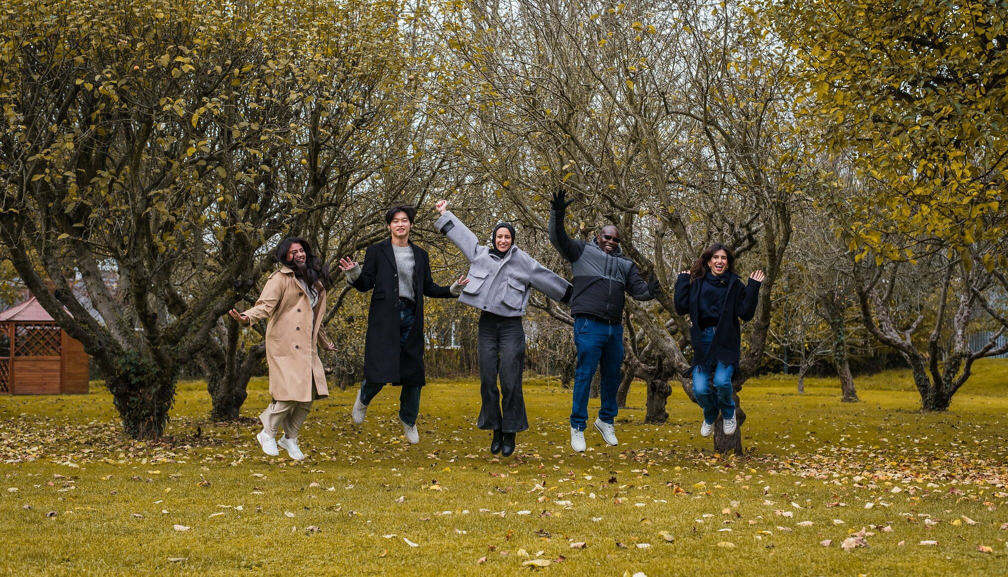 Students jumping in the air