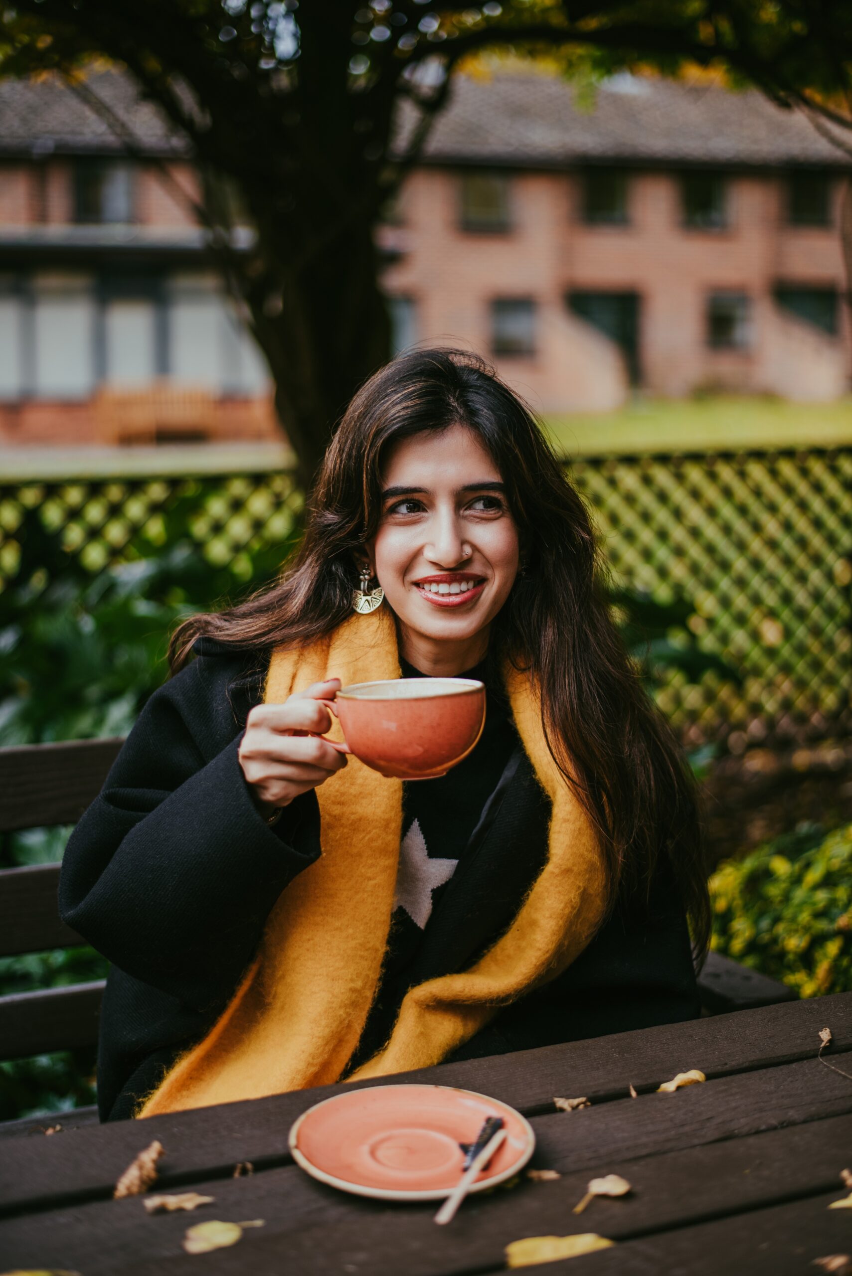 Student drinking coffee
