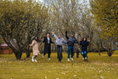 Students jumping in the air