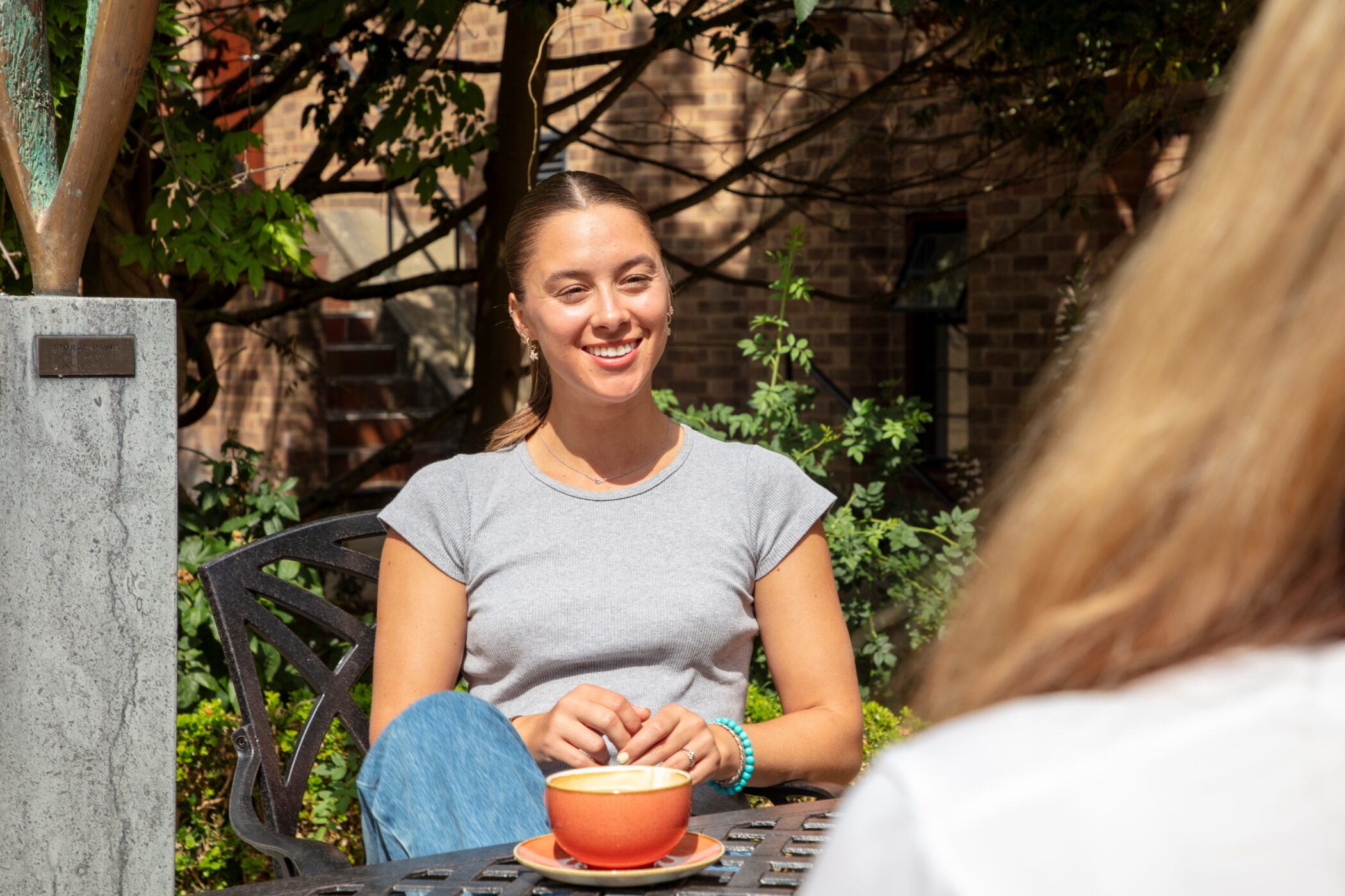 Student drinking coffee